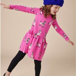 Tea Collection Long Sleeve Pocket Dress with Poodles, girl's size 12 (NWT)